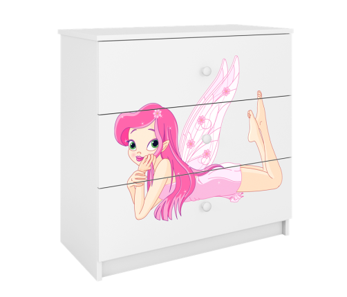 Komoda babydreams biała wróżka ze skrzydełkami