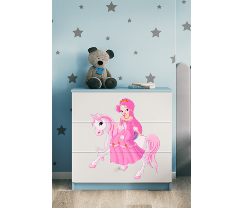 Komoda babydreams niebieska księżniczka na koniku