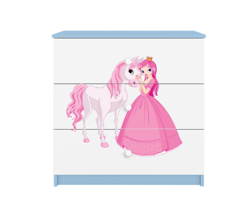 Komoda babydreams niebieska księżniczka konik
