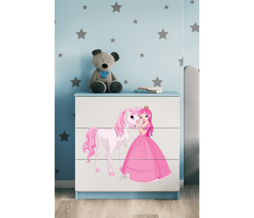 Komoda babydreams niebieska księżniczka konik