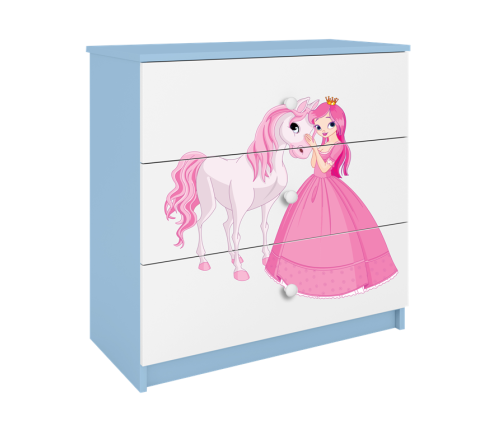 Komoda babydreams niebieska księżniczka konik