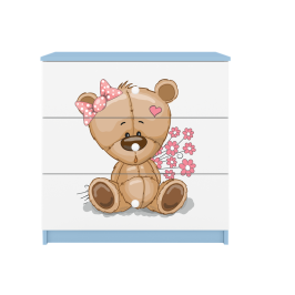 Komoda babydreams niebieska miś kwiatki