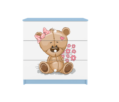 Komoda babydreams niebieska miś kwiatki