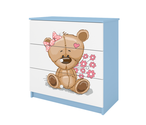 Komoda babydreams niebieska miś kwiatki