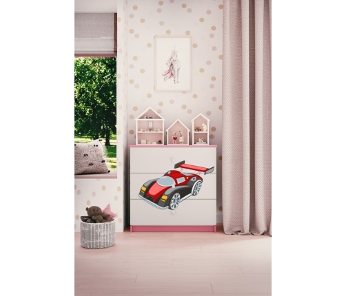 Komoda babydreams różowa auto wyścigowe