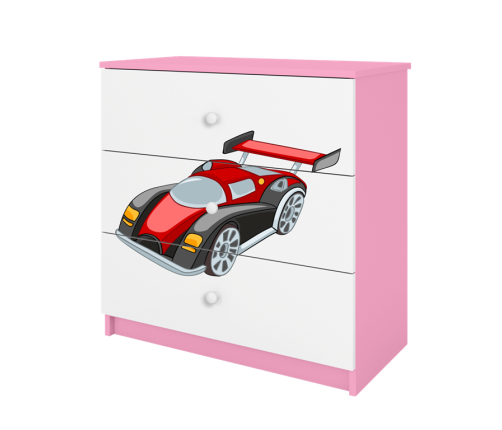 Komoda babydreams różowa auto wyścigowe