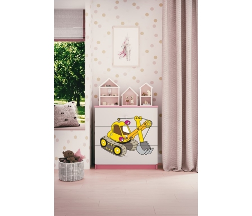 Komoda babydreams różowa koparka