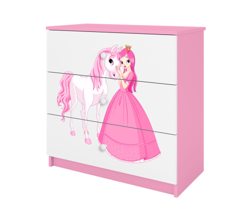 Komoda babydreams różowa księżniczka konik