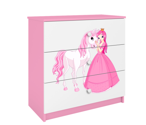 Komoda babydreams różowa księżniczka konik