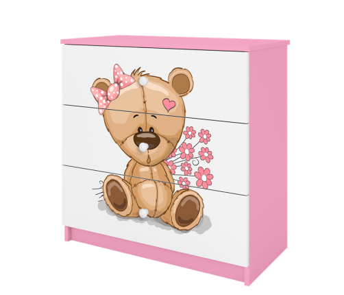 Komoda babydreams różowa miś kwiatki