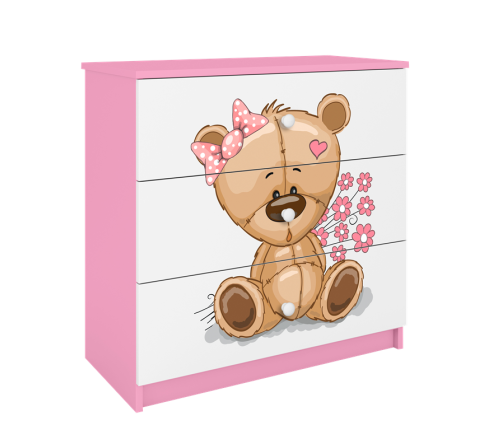 Komoda babydreams różowa miś kwiatki