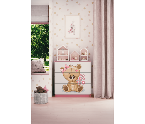 Komoda babydreams różowa miś kwiatki