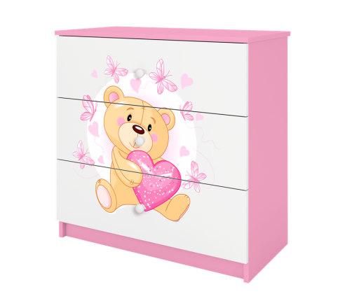Komoda babydreams różowa miś motylki