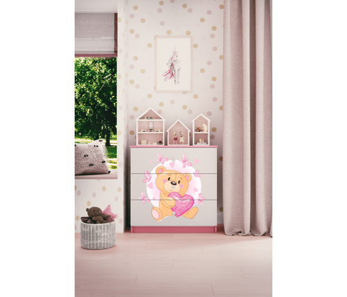 Komoda babydreams różowa miś motylki