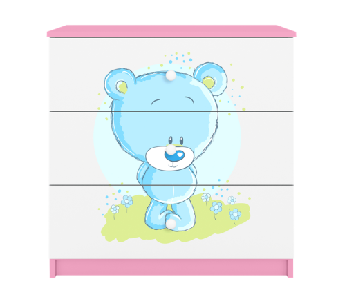 Komoda babydreams różowa niebieski miś