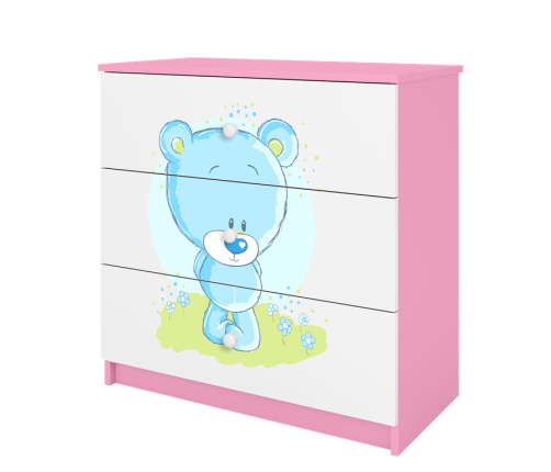 Komoda babydreams różowa niebieski miś