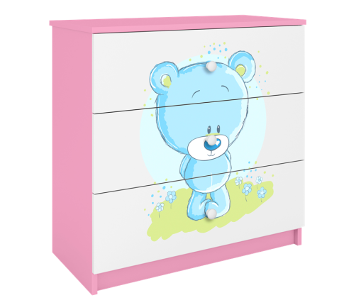 Komoda babydreams różowa niebieski miś