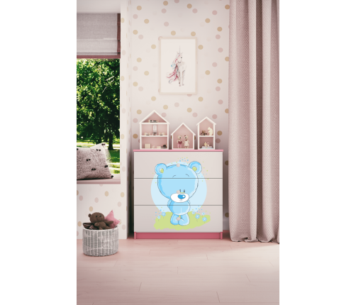 Komoda babydreams różowa niebieski miś