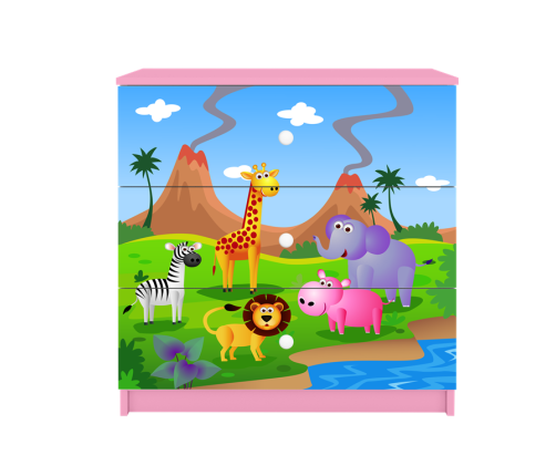 Komoda babydreams różowa safari