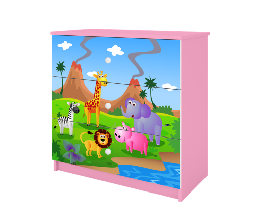 Komoda babydreams różowa safari