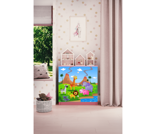 Komoda babydreams różowa safari