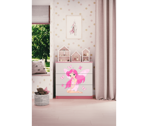 Komoda babydreams różowa wróżka z motylkami