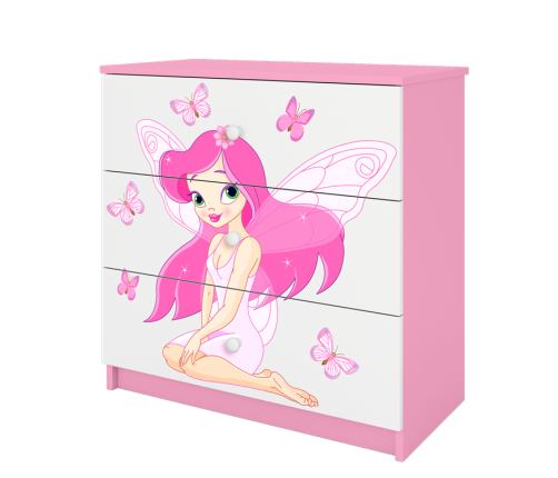 Komoda babydreams różowa wróżka z motylkami