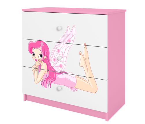Komoda babydreams różowa wróżka ze skrzydełkami