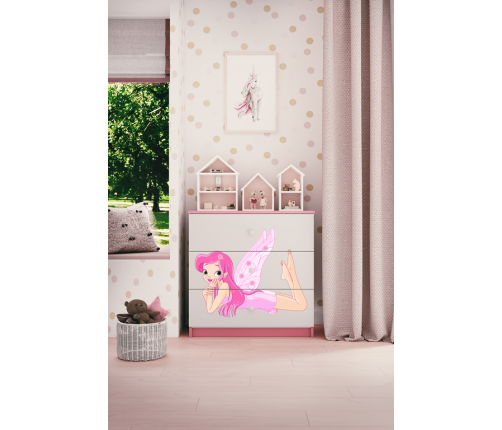 Komoda babydreams różowa wróżka ze skrzydełkami
