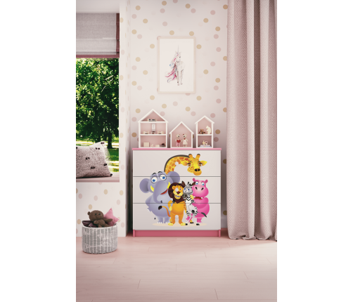 Komoda babydreams różowa zoo