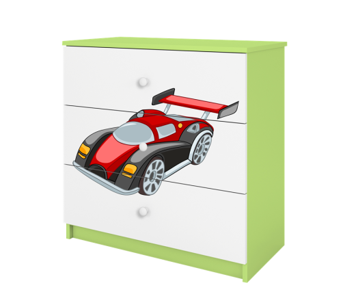 Komoda babydreams zielona auto wyścigowe