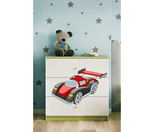 Komoda babydreams zielona auto wyścigowe