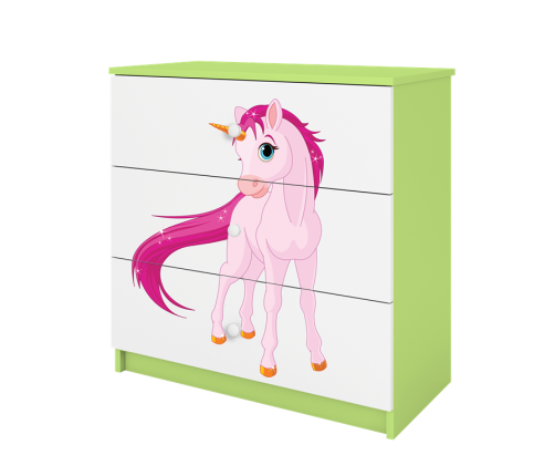 Komoda babydreams zielona jednorożec