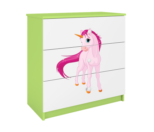 Komoda babydreams zielona jednorożec