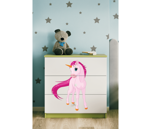 Komoda babydreams zielona jednorożec