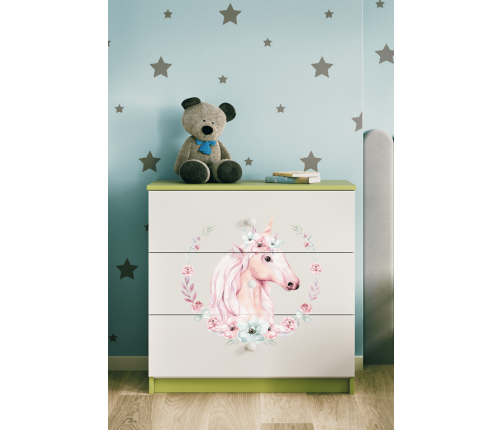 Komoda babydreams zielona konik