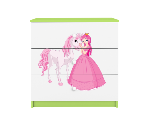 Komoda babydreams zielona księżniczka konik