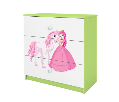 Komoda babydreams zielona księżniczka konik