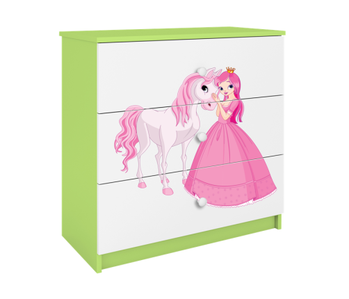 Komoda babydreams zielona księżniczka konik