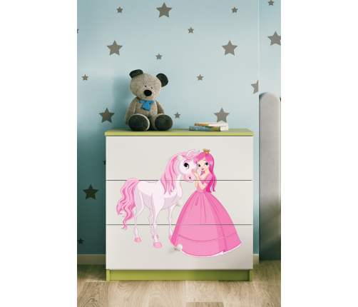 Komoda babydreams zielona księżniczka konik