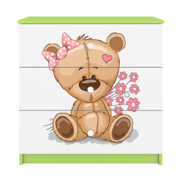 Komoda babydreams zielona miś kwiatki