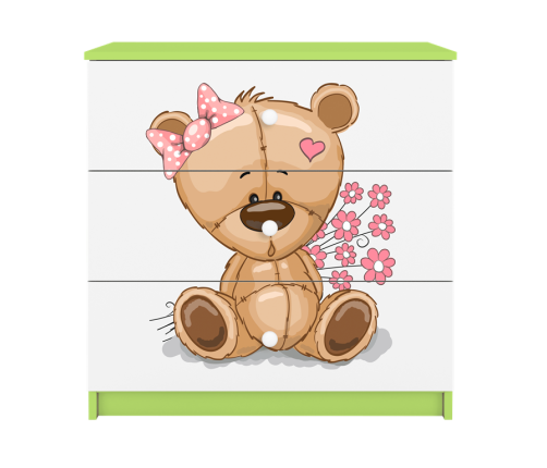 Komoda babydreams zielona miś kwiatki