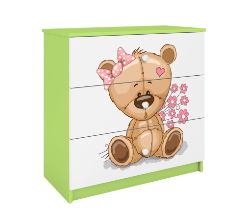 Komoda babydreams zielona miś kwiatki