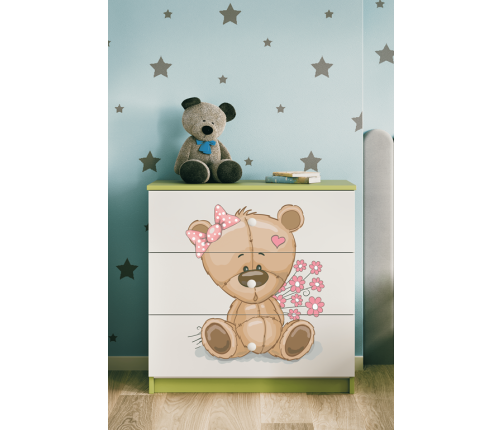 Komoda babydreams zielona miś kwiatki