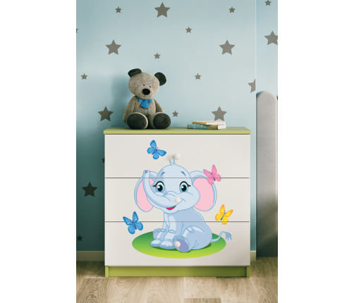 Komoda babydreams zielona słonik