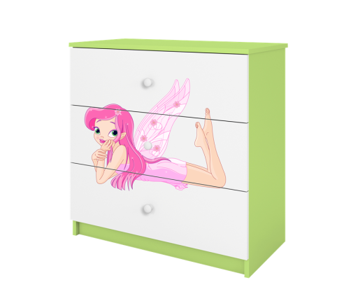 Komoda babydreams zielona wróżka ze skrzydełkami