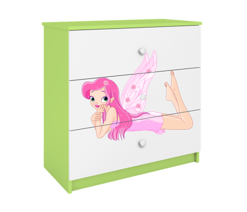 Komoda babydreams zielona wróżka ze skrzydełkami