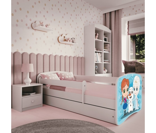 Bed babydreams white frozen land without drawer with mattress 140/70