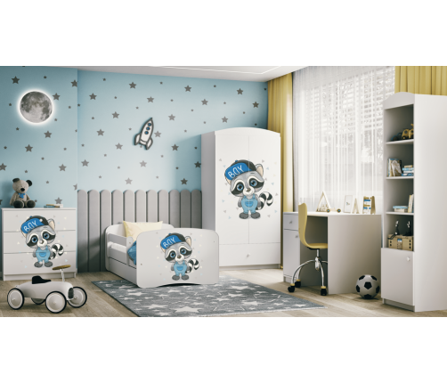 Bed babydreams white raccoon without drawer with mattress 140/70