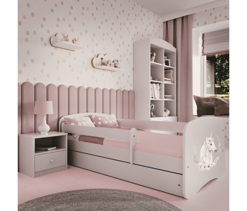 Łóżko babydreams białe konik bez szuflady materac 160/80